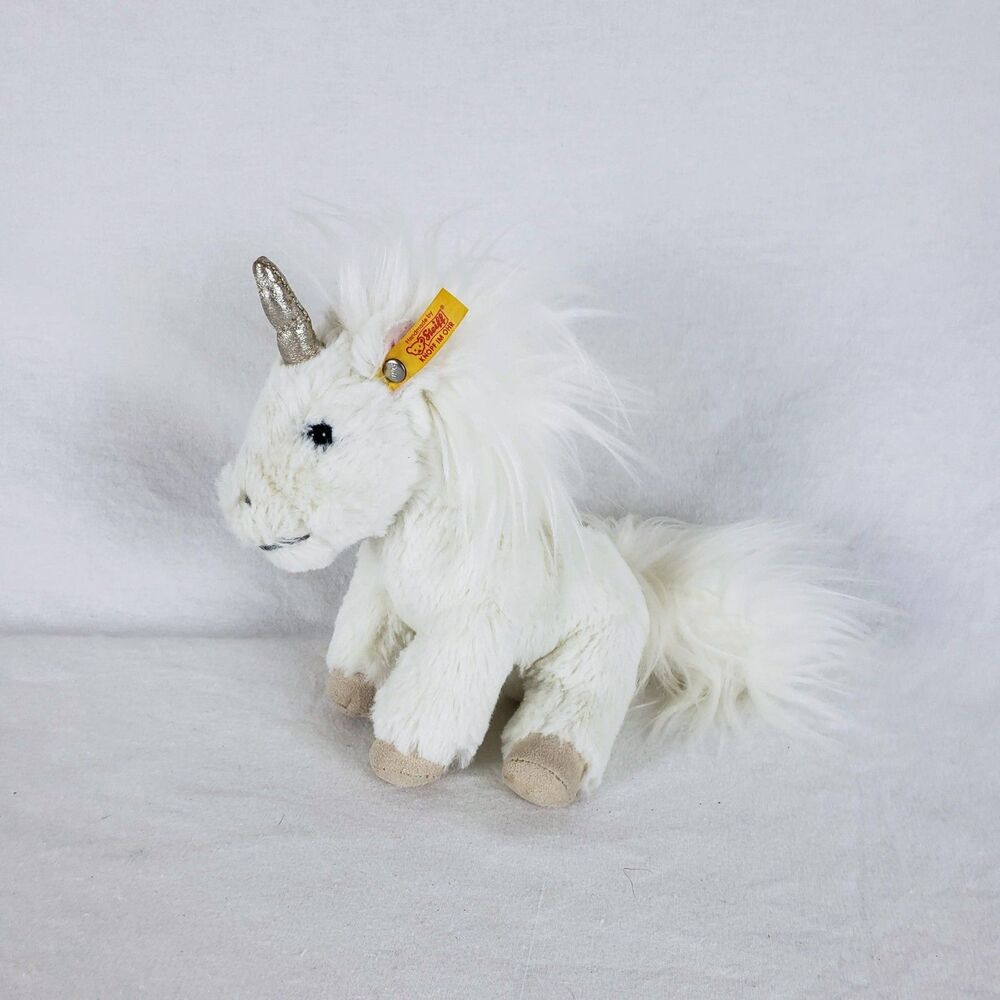 Steiff Soft Cuddly Friends Unica Unicorn Plush 8" White Stars Button in Ear